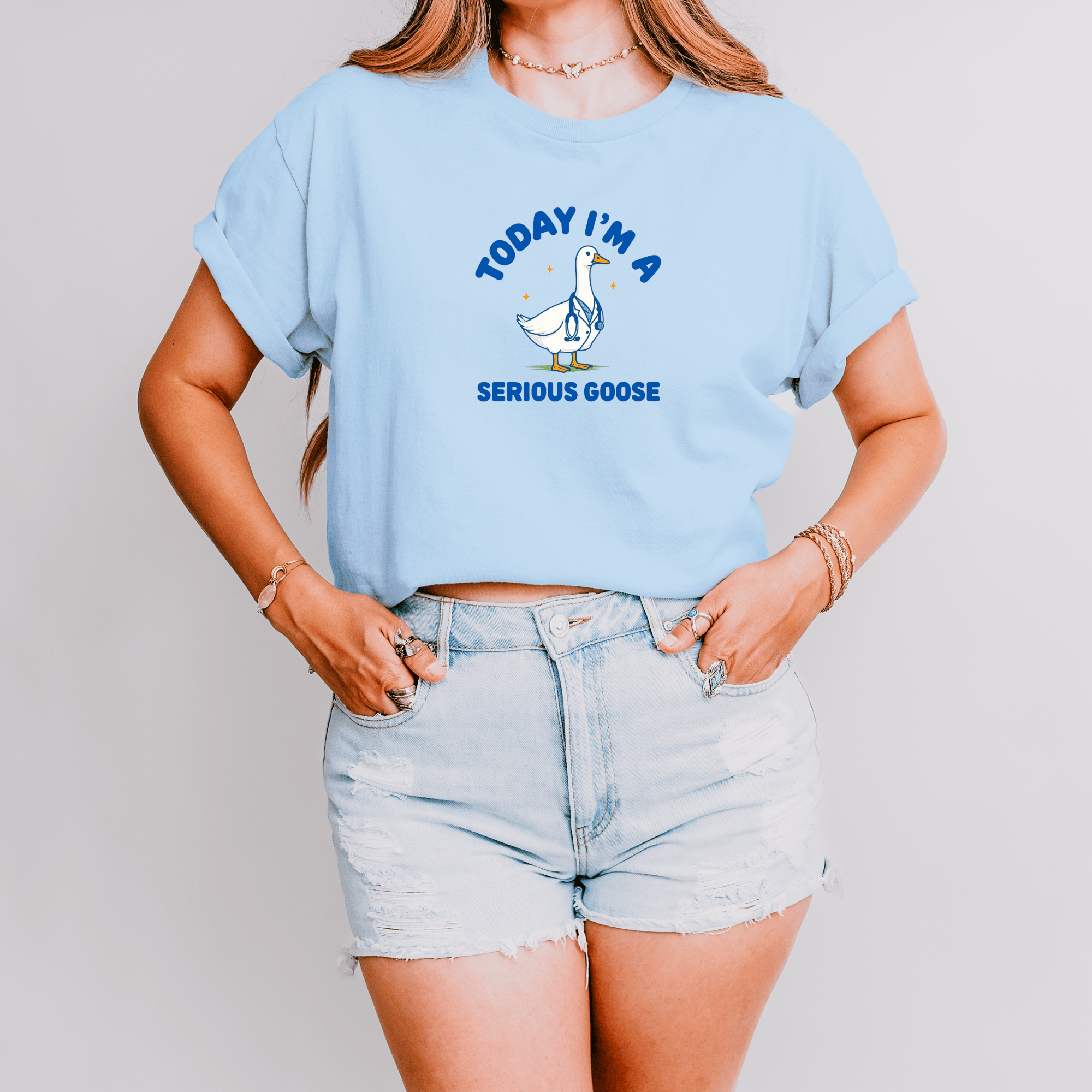 Today I'm a Serious Goose Tee in Blue